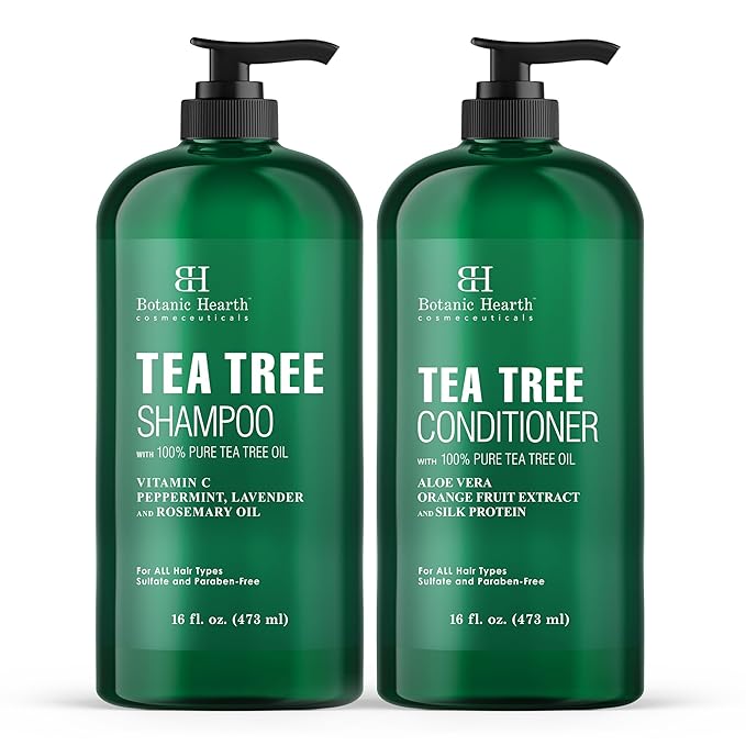 Botanic Hearth Tea Tree Shampoo And Conditioner Set | With 100% Pure Tea Tree Oil, For Itchy And Dry Scalp, Sulfate/Paraben Free | For Men And Women | 16 Fl Oz Each-VivaGrace Women