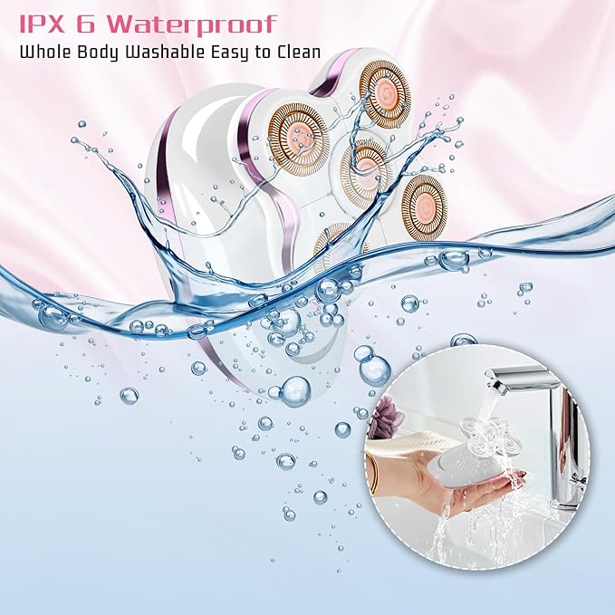 Electric Razors for Women: Rechargeable Shaver with Detachable Head - 5D Wet and Dry Lady Hair Remover for Legs and Hand (Pink)-VivaGrace Women