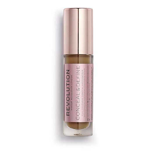 Makeup Revolution Conceal & Define Concealer, Full Coverage Makeup Concealer, Matte Finish & Long Wear,For Dark or Deep Skin Tones, Vegan, C13.2, 4ml-VivaGrace Women