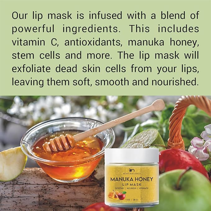 Lip Mask & Lip Balm - leave-on Overnight repair and nourish lip mask or lightweight non-sticky daytime lip care with Vitamin C, Antioxidants, Manuka honey, Stem cells, 1 oz.-VivaGrace Women