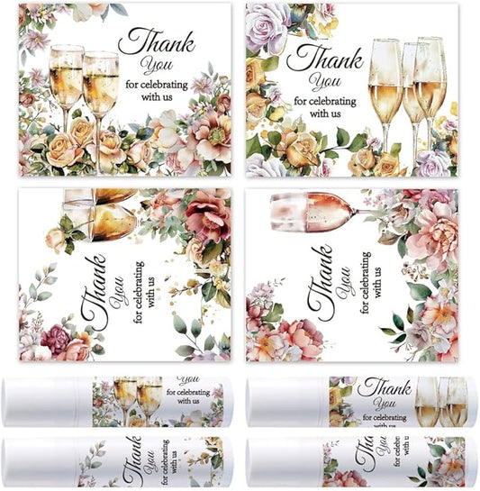 OLYCRAFT 100Pcs Self-Adhesive Lip Balm Tag Sticker 1.7~2.1x1.7~2.1 Inch Waterproof Adhesive Label with Champagne Pattern Lipstick Tag Sticker for Lip Balm Container Tubes Lipstick Wrapping Decoration-VivaGrace Women