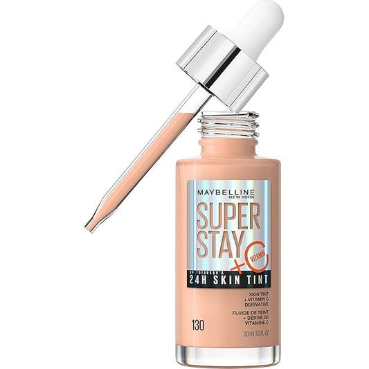 Maybelline Super Stay Up to 24HR Skin Tint, Radiant Light-to-Medium Coverage Foundation, Makeup Infused With Vitamin C, 130, 1 Count-VivaGrace Women