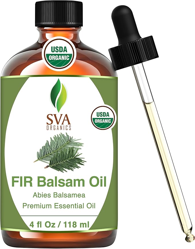 SVA Fir Balsam Essential Oil Organic – 4 Fl Oz – 100% Natural Organic Fir Oil - for Diffuser, Hair Care, Face, Skin Care, Aromatherapy, Scalp and Body Massage, Soap and Candle Making – with Dropper-VivaGrace Women
