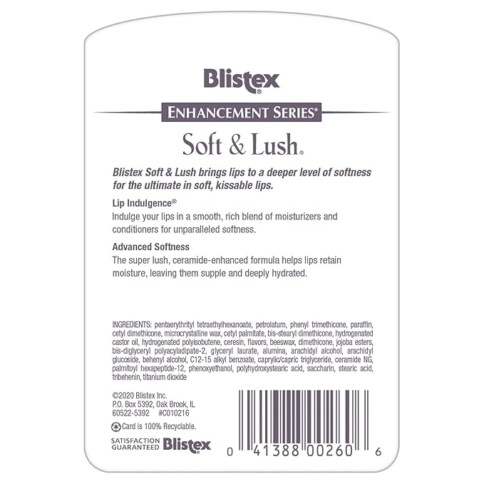 Blistex Soft & Lush Lip Protectant, 0.13 Ounce Tube – Softens & Conditions, Creamy Smooth Texture, Hydrating Lip Balm, Daily Lip Hydration,-VivaGrace Women