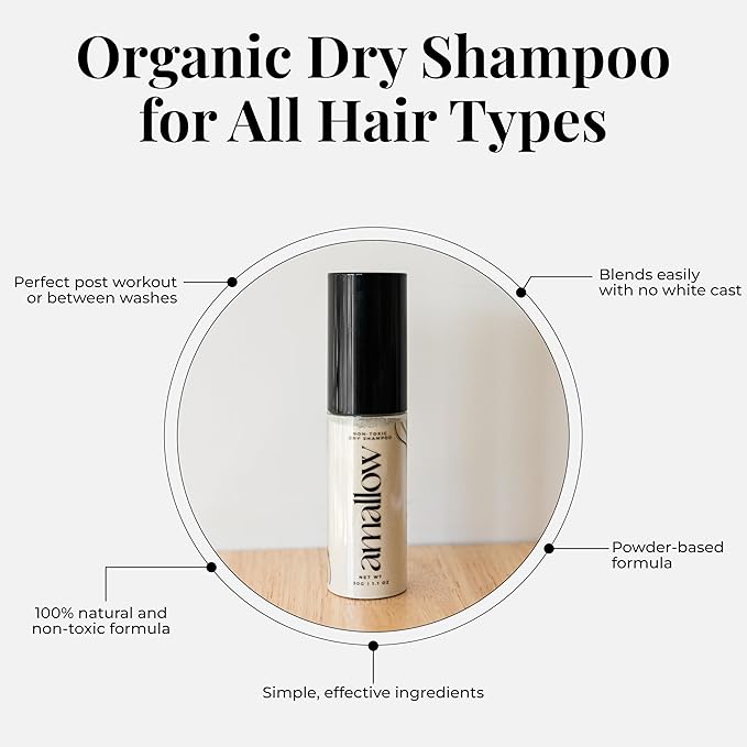 Amallow - Non Toxic Dry Shampoo Powder – With Organic Ingredients - Arrowroot, Bentonite Clay, Aloe Vera, & Essential Oils – No Talc, No Aerosol - Men & Women - Great For Travel-VivaGrace Women