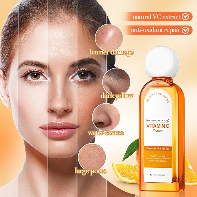 Vitamin C skin routine kit for women - face wash and moisturizer set - facial kit for women -toner face wash serum eye cream-VivaGrace Women