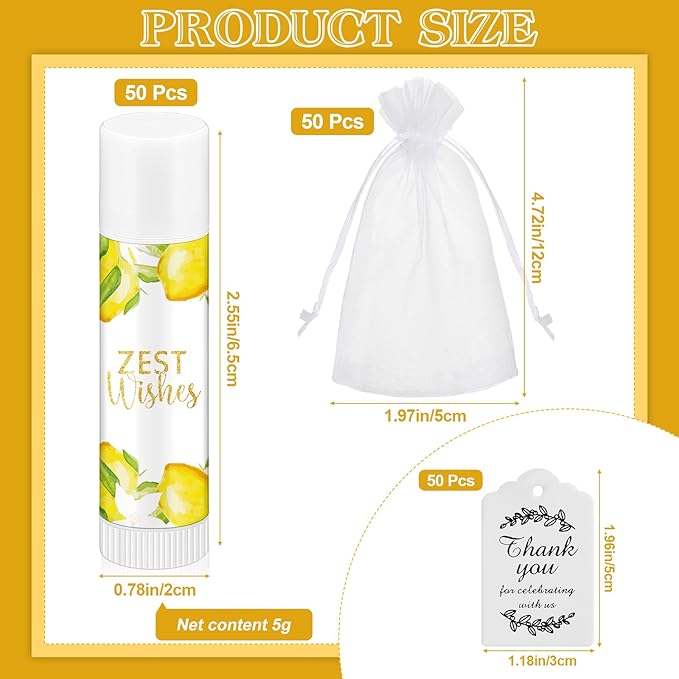 Fumete 50 Pack Lemon Baby Shower Party Gifts Favors Bulk Lip Balms for Guests Boys Girls Neutral Gender Reveal Favors for Baby Shower Prizes Souvenirs Bags Stuffer Classroom Prizes-VivaGrace Women