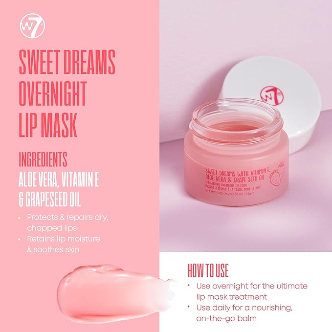 W7 Self-Care Skincare Set - 5 Step Daily Routine - Moisturizer, Serum, Toner, Cleanser & Lip Mask - Full Size Skin Care Kit for Natural, Beautiful Skin-VivaGrace Women