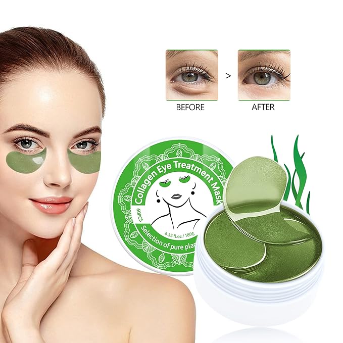 Collagen Under Eye Patches,Seaweed Eye Mask,Under Eye Pad For Dark Circles And Puffiness,Eye Gel Treatment Masks for Puffy Eyes,Under Eye Bags,Anti Wrinkle,Improve and Firm Eye Skin-VivaGrace Women