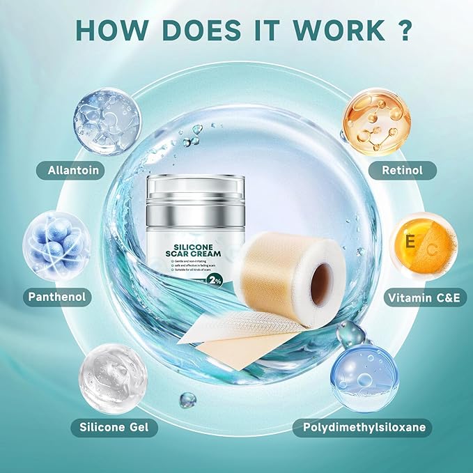 Scar Suite Bundle, Advanced Silicone Scar Cream and Scar Sheets, Advanced Scar Treatment for Surgery, Burns, and Injuries, Professional Grade Results-VivaGrace Women