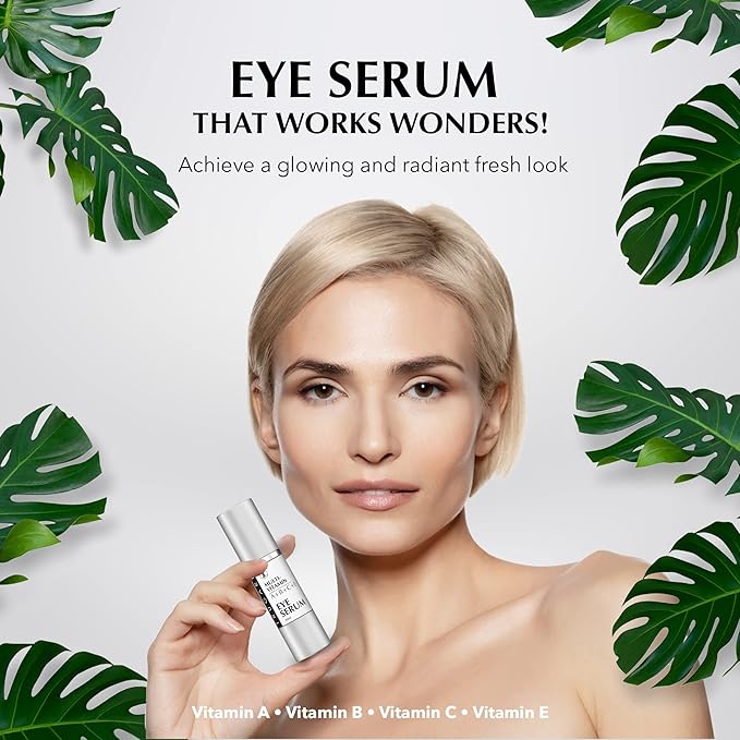 Eye Serum, Multi-Vitamin Skin Care Serum with Vitamins A, B, C and E, Rejuvenating Dark Spot Remover for Face and Under Eyes, Improves Age Spots, Fine Lines and Wrinkles, 30 ml-VivaGrace Women