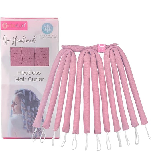 Octocurl Heatless Hair Curler - No Headband Octopus Curler - Overnight Curls for Short Hair (QMax - Mauve)