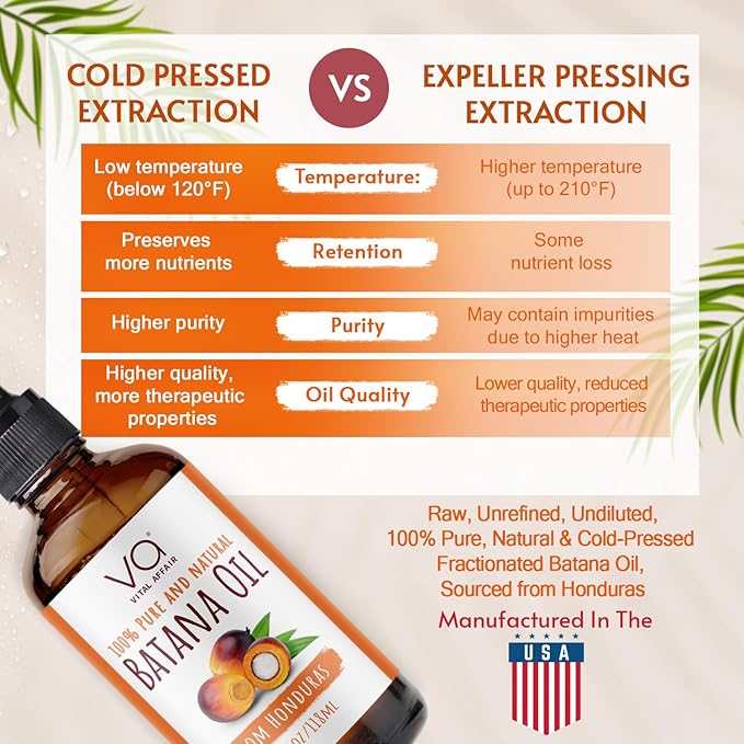 Batana Oil-Hair Growth Oil-4 Fl Oz-Glass Bottle-Cold Pressed-100% Raw-Dr Sebi Recommended-Essential Nutrients-For Women & Men-VivaGrace Women