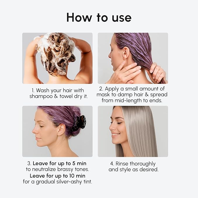 MAREE Purple Hair Mask - Toner for Blonde Hair - Purple Conditioner for Color Treated - Brassy, Bleached, Highlighted, Platinum, Ash and Silver - with Keratin – Matizador Para Cabello Rubio-VivaGrace Women