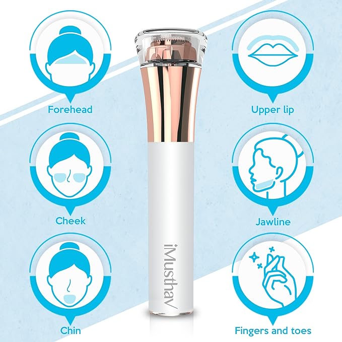 Facial Hair Remover for Women Painless Flawless Electric Razor Epilator Trimmer Shaver with 18K Gold-Plated, 16mm Dual Ring Floating Head, USB Rechargeable, 360° LED for Face Lip Hair Removal-VivaGrace Women