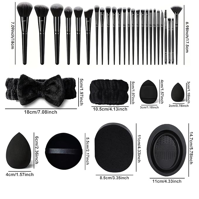 47Pcs Black Makeup Brushes Set Professional Makeup Kit Multi-functional Makeup Tool Set with Facial Makeup Accessories, Foundation Makeup Brush Kit Eye and Face Make up Brushes & Tools-VivaGrace Women