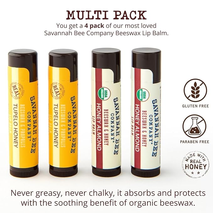 Savannah Bee Collection Lip Balm - Nourishes Dry Lips for All Day Comfort-VivaGrace Women