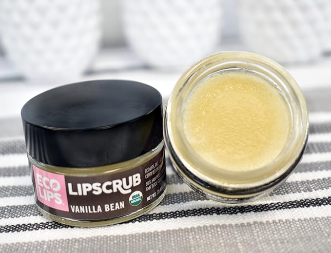 Eco Lips LIP SUGAR SCRUB - Flavor Vanilla Bean - 2 Pack - 100% Organic Lip Care Treatment with Organic Sugar and Coconut Oil - Gently Exfoliate and Polish Dry, Flaky Lips, 100% Edible - 0.5oz jars-VivaGrace Women