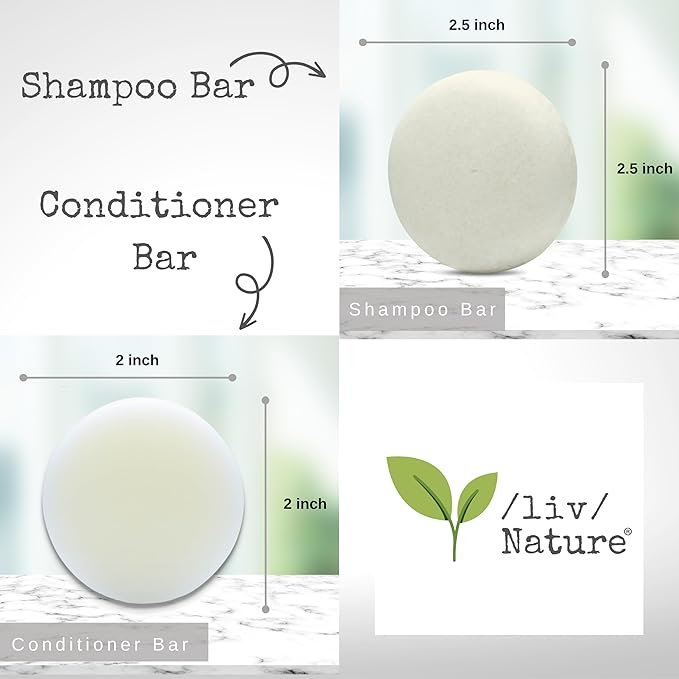 Shampoo Bar and Conditioner with Travel Tins | Lemongrass, Lavender, Tea Tree Oil | Clarifying & Growth | For Oily Hair | USA 2-pk-VivaGrace Women