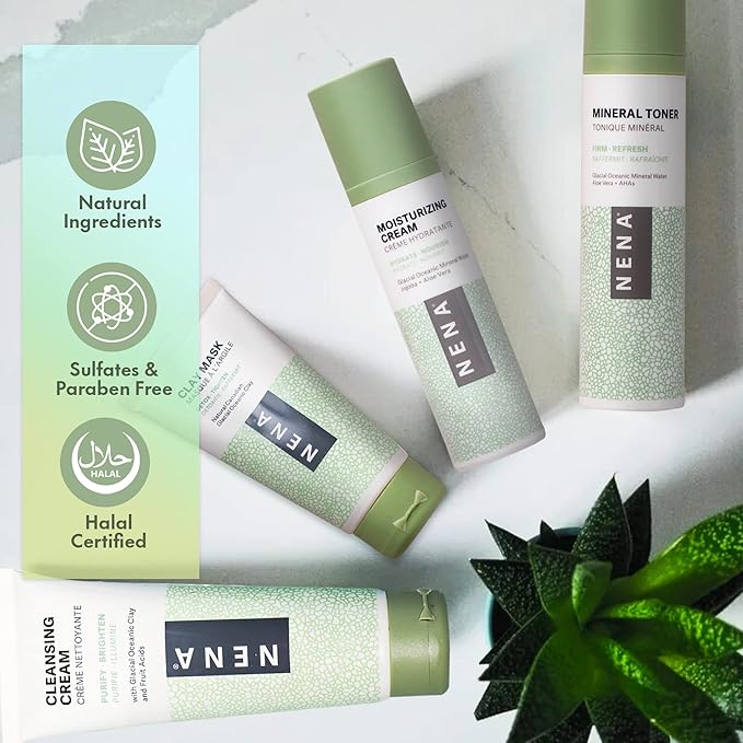 NENA Natural Skincare Kit | 4-Piece Daily Skin Essentials for Women & Men - for Dry, Oily, Normal and Sensitive Skin | EWG Verified, Cruelty Free & Vegan-Friendly-VivaGrace Women