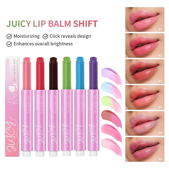 MAEPEOR Tinted Lip Balm 6 Colors Moisturizing Lip Balm Hydrating Changing Lip Gloss for Lip Care and Dry Lip (04 Kiwifruit)-VivaGrace Women