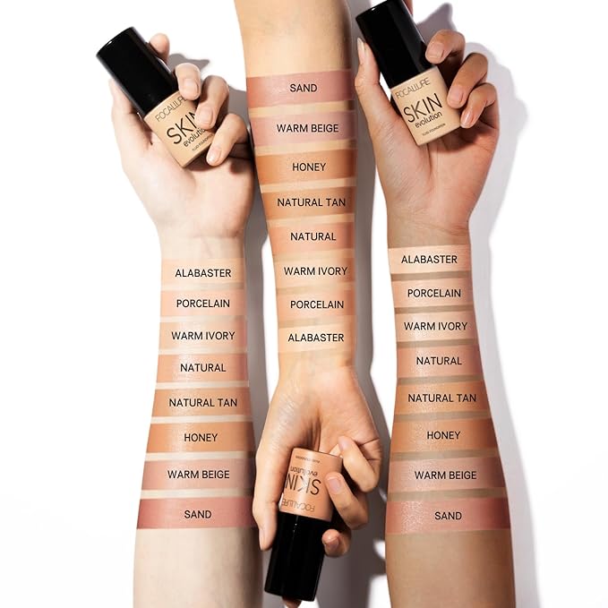 FOCALLURE 2 Pcs Liquid Foundation, Skin Evolution Foundation + Concealer, Full Coverage Foundation Makeup, Durable, Waterproof, Oil-Control, Hides Wrinkles & Lines, Alabaster-VivaGrace Women