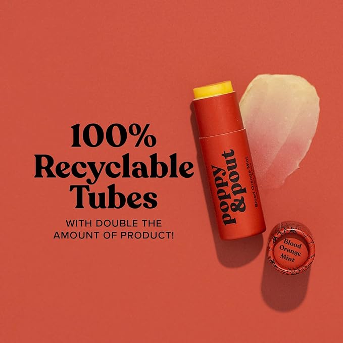 Poppy & Pout Blood Orange Mint Jumbo Lip Balm | All Natural Lip Balms & Moisturizers | Hydrates with Beeswax, Vitamin E, Organic Coconut Oil | Cruelty-Free | Lip Balm in Recyclable Cardboard Tube-VivaGrace Women