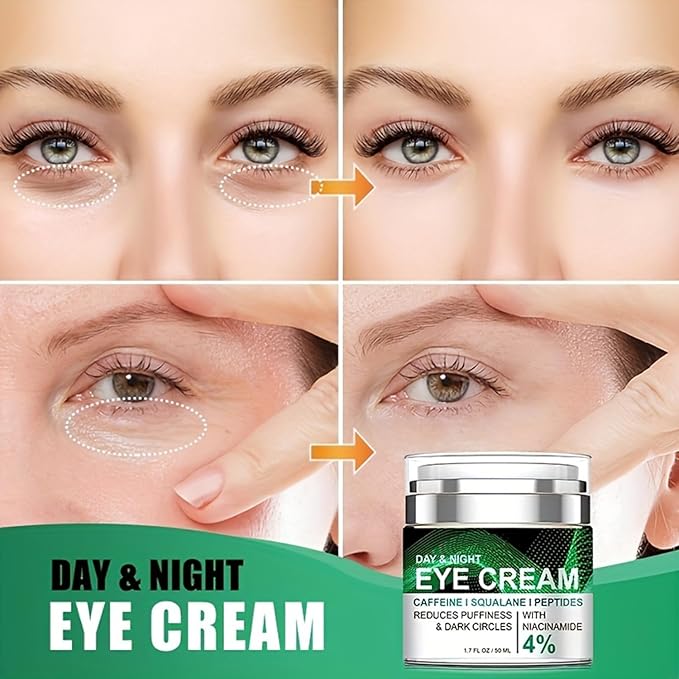 Caffeine Eye Cream for Puffiness and Bags Under Eyes Daily Anti-Wrinkle Cream Collagen Eye Cream Day and Night Peptide Eye Cream Reduce The Look Of Aging Line Smoothing Skin Care 1.7 FL OZ,1 Pack-VivaGrace Women