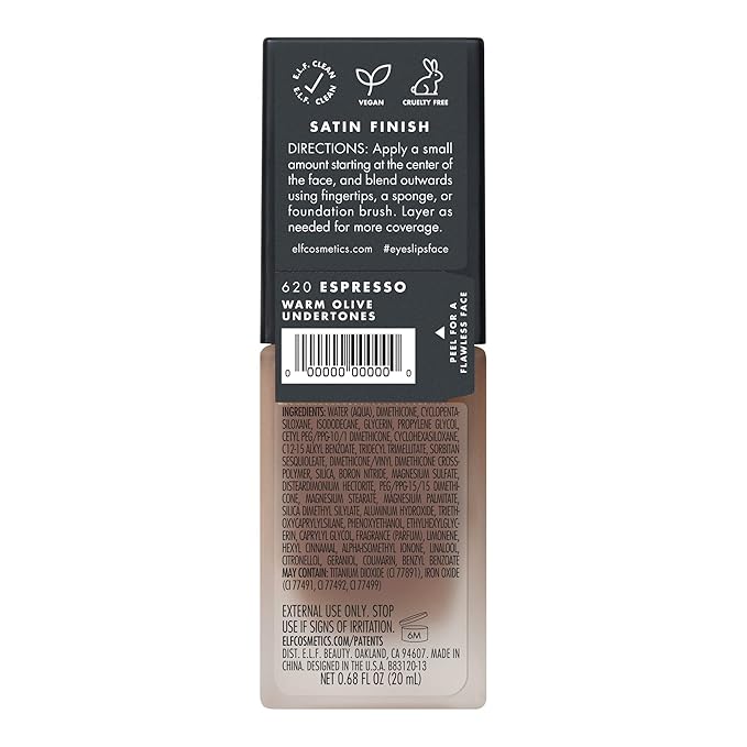 e.l.f. Flawless Finish Foundation, Lightweight & Medium Coverage, Semi-Matte Finish, Espresso, 0.68 Fl Oz (20mL)-VivaGrace Women