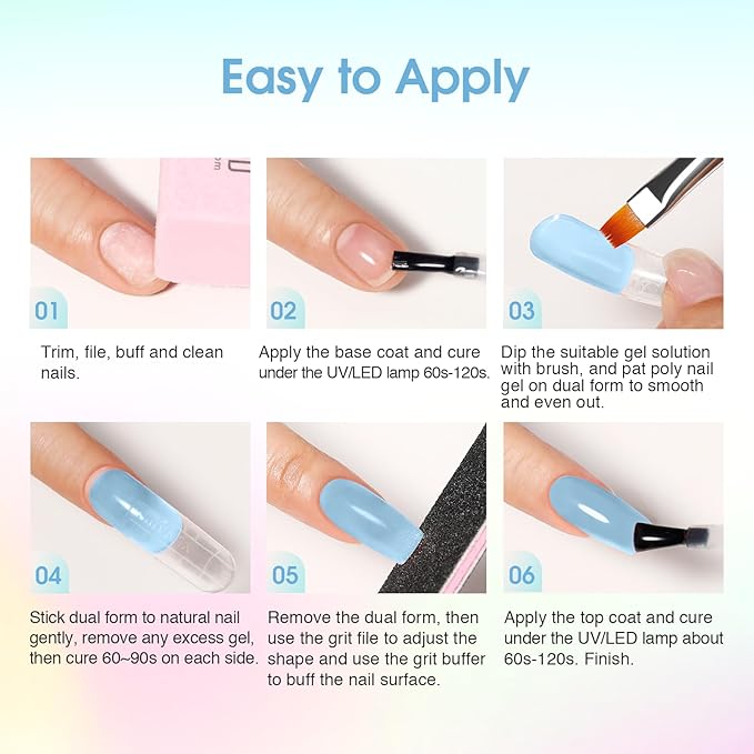 ROSALIND 12PCS Poly Nail Gel Kit with Mini Nail Lamp Nude Brown Cherry Pink Poly Extension Gel Kits-VivaGrace Women