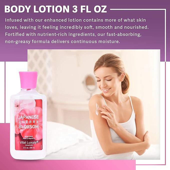 Bath & Body Care Travel Set - Home Spa Set with Body Lotion, Shower Gel and Fragrance Mist (Japanese Cherry Blossom)-VivaGrace Women