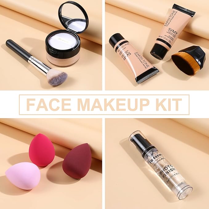 Foundation Liquid Full Coverage Matte Oil Control Concealer with Face Primer & Makeup Brush & Makeup Sponges-VivaGrace Women