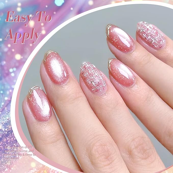 Born Pretty Magnetic Gel Nail Polish Pastel Cat Magnetic Eye Gel Polish Glitter Shimmer Auroras Magnetic Gel Nail Art Manicure Kit 6PCS-VivaGrace Women