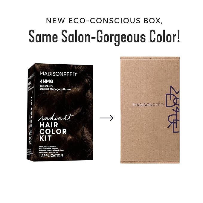 Madison Reed Radiant Hair Color Kit | 4NMG Darkest Mahogany Brown (Bolzano) for 100% Gray Hair Coverage | Salon Quality Permanent Hair Dye | PPD-Free & Ammonia-Free | (Packaging May Vary) 2 Pack-VivaGrace Women