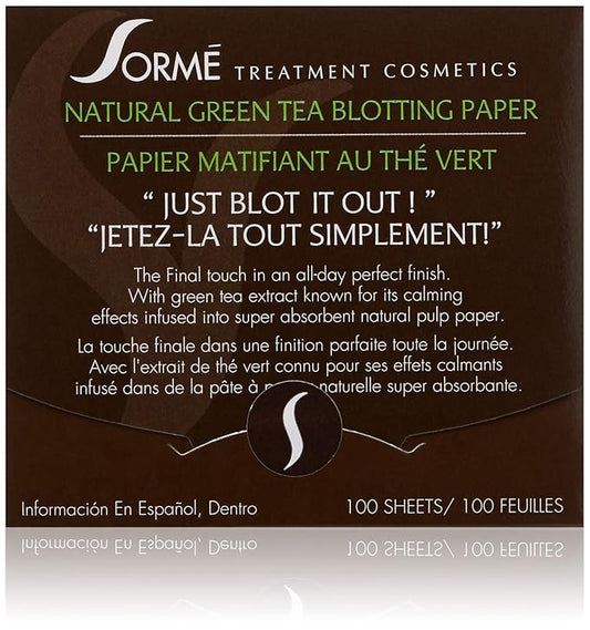 Sorme' Treatment Cosmetics Blotting Paper, Green Tea, 0.5 oz.-VivaGrace Women