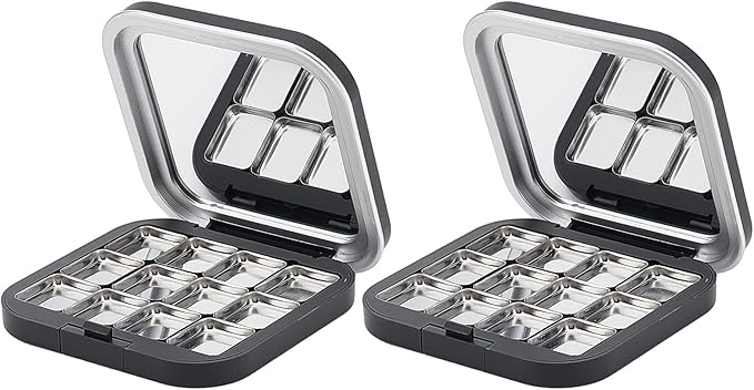 NICENEEDED 2 Pcs Empty Eyeshadow Palettes, 12 Grids Blush Pallet Makeup, DIY Lipstick Lip Balm Blusher Compact Containers Refillable Cosmetic Sample Storage Case Box with Mirror for Women-VivaGrace Women