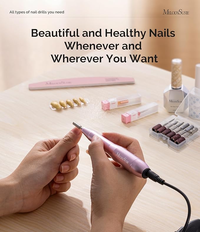 MelodySusie Electric USB Nail Drill Machine,PC120I Portable Electric Nail File Efile Set for Acrylic Gel Nails, Manicure Pedicure Tool with Nail Drill Bits Sanding Bands (Purple)-VivaGrace Women