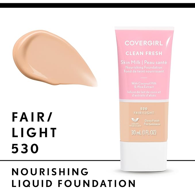 COVERGIRL, Clean Fresh Skin Milk Foundation, Fair/Light, 1 Fl Oz (Pack of 1) (packaging may vary)-VivaGrace Women