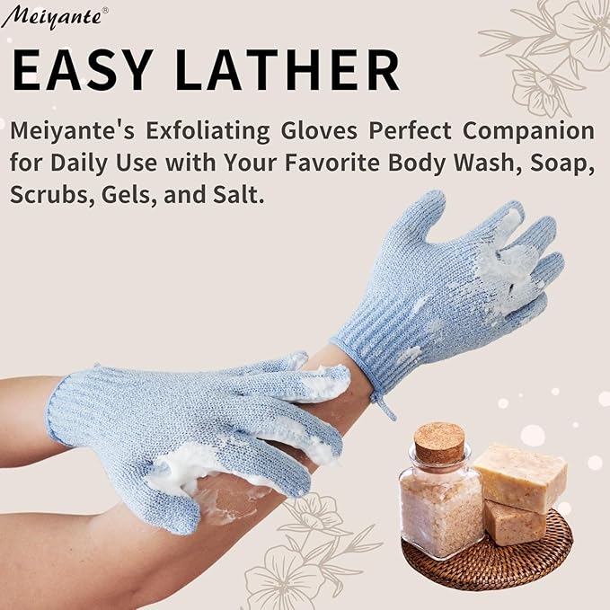 Exfoliating Glove - Body Scrub for Smooth and Soft Skin - Body Exfoliator for Ingrown Hair Dead Skin Remover and Itchy and Flaky Skin - Scrubber Shower Accessories 1 Pair Glove Mens Stocking Stuffer-VivaGrace Women