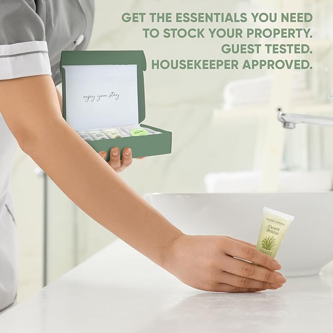 Amenity Kit | Boxed Hotel Toiletries | Bulk Set 1oz Travel Size Shampoo, Conditioner, Lotion, Body Wash & Body Bar Soap for Guest Hospitality AirBnB/Vacation Rentals | 1 set per case-VivaGrace Women