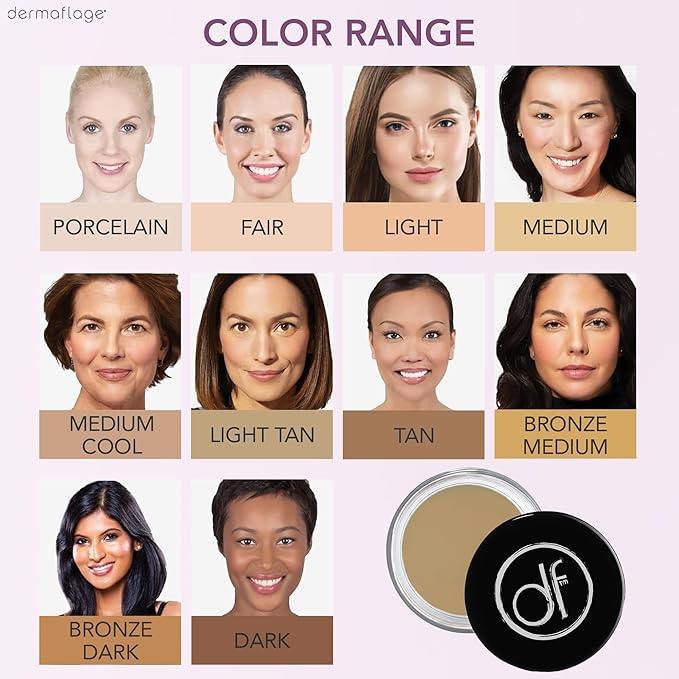 Dermaflage Full Coverage Concealer Cream, Tan, 11 Versatile Shades, Waterproof, Non-Greasy, Matte Finish, Conceals Acne, Dark Circles, Blemish Spots, Tattoos, Bruises, Scars-VivaGrace Women