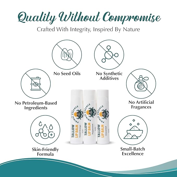 Moisturizing Tallow Lip Balm – Grass-Fed Beef Tallow with Organic Coconut Oil, Beeswax, and Vitamin E – Lip Balm Set – Variety Pack – Travel Essential – 3-Pack-VivaGrace Women