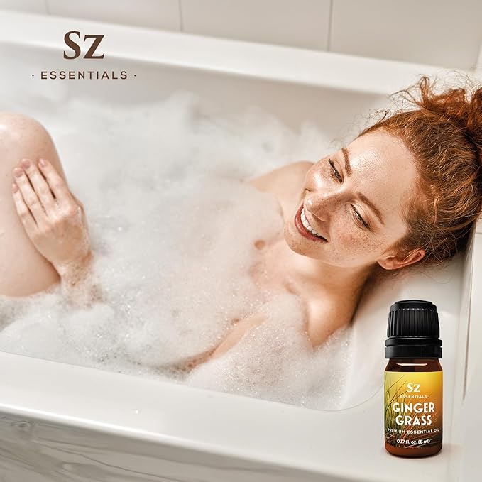 – Ginger Grass Essential Oil – 100% Pure & Undiluted (Cymbopogon martinii VAR. Sofia)– Fresh Citrusy Earthy Aroma – Aromatherapy, Perfumery, Skin Care – Therapeutic Grade - 1/6 oz. 5 mL-VivaGrace Women