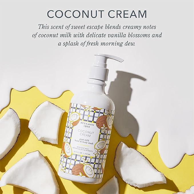 Beekman 1802 Goat Milk Hand Wash, Coconut Cream - Scented - 12.5 fl oz - Cleanses, Nourishes & Hydrates with Aloe Vera & Jojoba Seed Oil - Microbiome Friendly - No Irritation - Good for Sensitive Skin