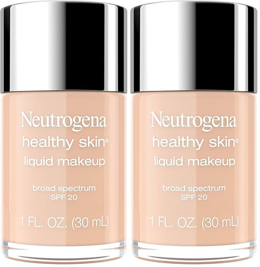 Neutrogena Healthy Skin Liquid Makeup Foundation, Broad Spectrum SPF 20 Sunscreen, Lightweight & Flawless Coverage Foundation with Antioxidant Vitamin E & Feverfew, Medium Beige, 1 fl. oz (Pack of 2)-VivaGrace Women
