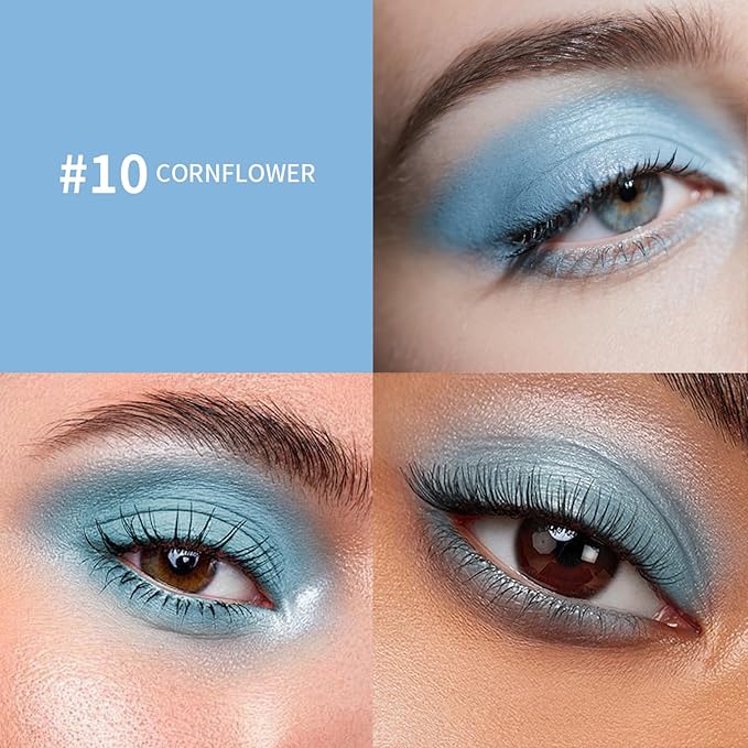 Eyeshadow Stick, Shimmer and Matte Cream Eye Shadow Brightener Sticks Eyeliner Pencil Crayon, Waterproof Long Lasting Eye Highlighter Stick Makeup,0.056 Oz(#10-Cornflower)-VivaGrace Women