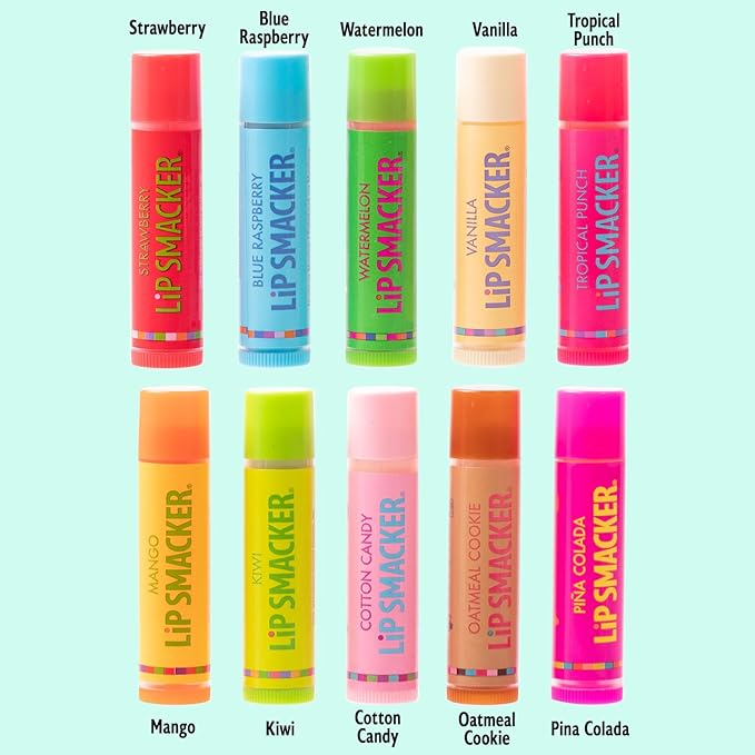Lip Smacker Original & Best Party Pack - 10 Moisturizing Lip Balms, Classic Flavors, Hydrating & Protecting - Cruelty-Free- Oatmeal Cookie-VivaGrace Women
