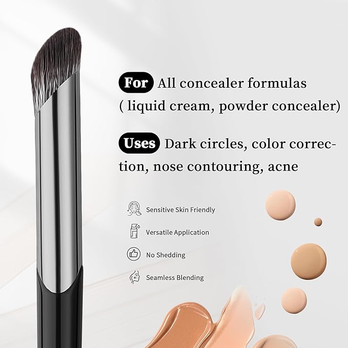DUcare Nose Contour Brush, Angled Concealer Brush Under Eye, Small Under Eye Makeup Brush for Dark Circles Puffiness Puffy Face Eyebrow Eyes (V02 Mini Contour Brush)-VivaGrace Women