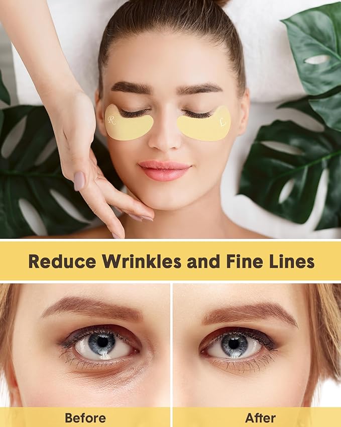 Lictin Reusable Eye Patches, Silicone Under Eye Patches with Lifting Effect to Relieve Wrinkles and Fine Lines, Pair with Metal Eye Cream Applicator,Tin Case-VivaGrace Women