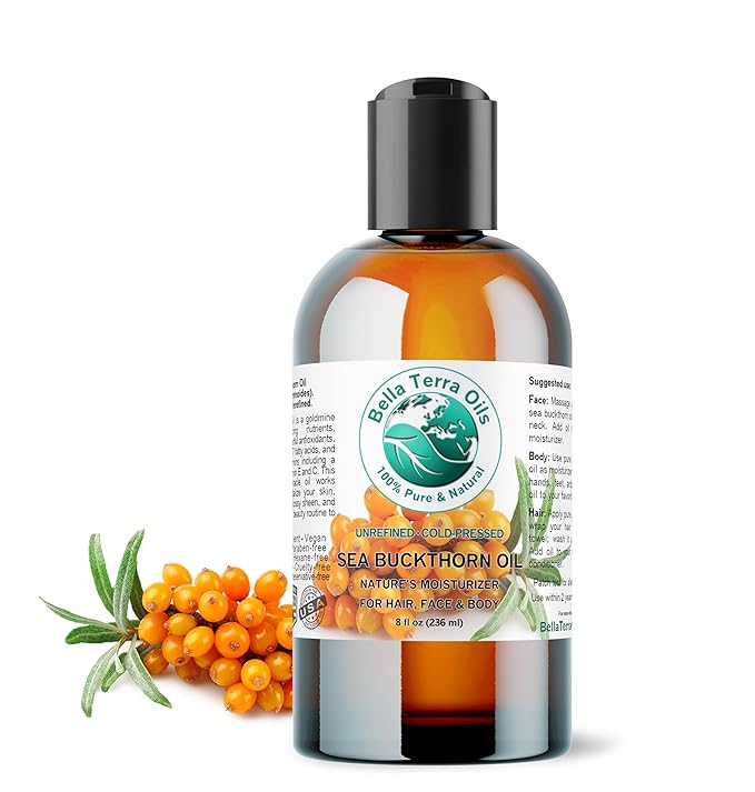 Bella Terra Oils - Sea Buckthorn Oil 8 oz - The Ultimate Elixir from Nature's Bounty, Rich in Flavonoids & Essential Fatty Acids, Gilded Luxe for Your Face-VivaGrace Women